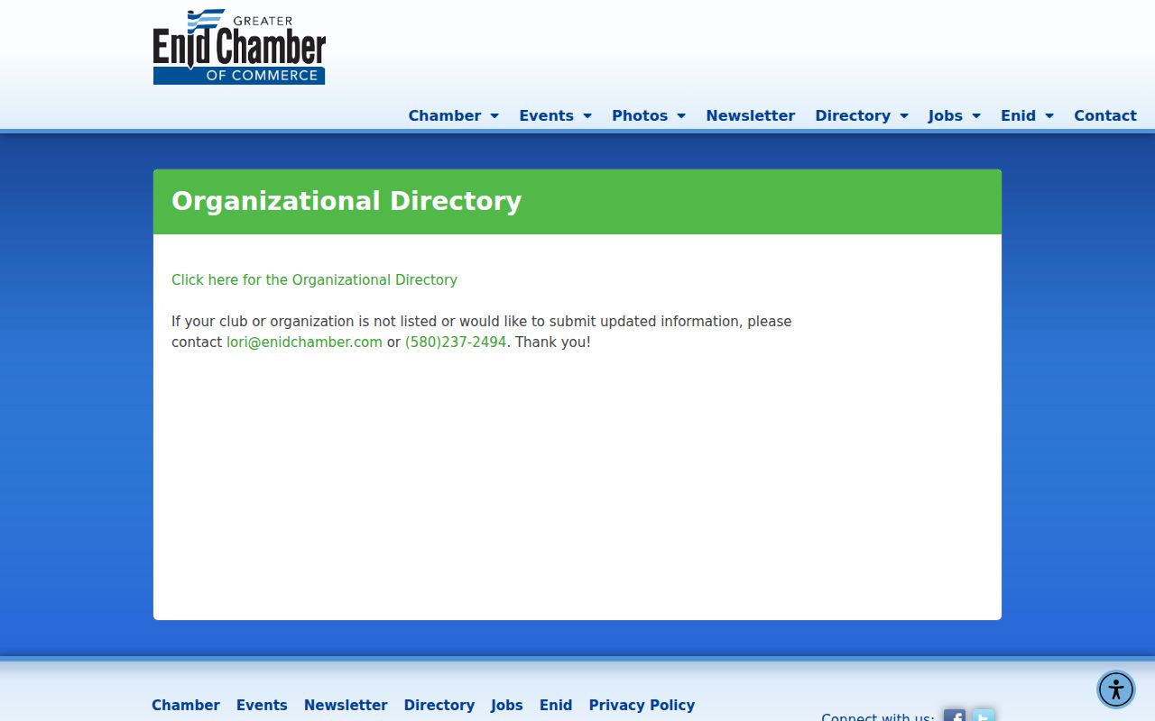 Enid neighbors reference to the Greater Enid Chamber organizational directory