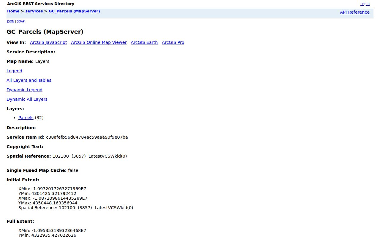 Enid street directory City GIS parcel service metadata