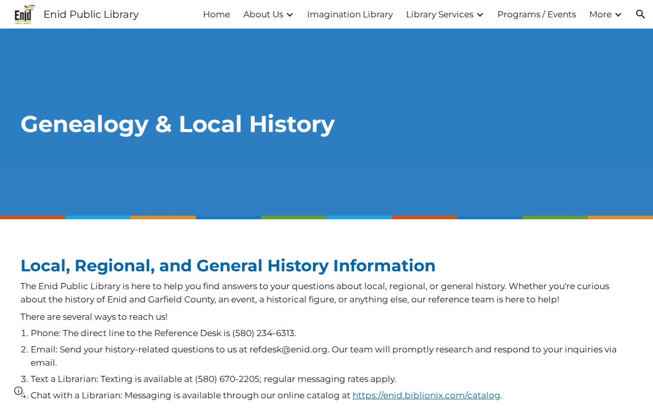Enid city directory research resources on the Enid Public Library genealogy page