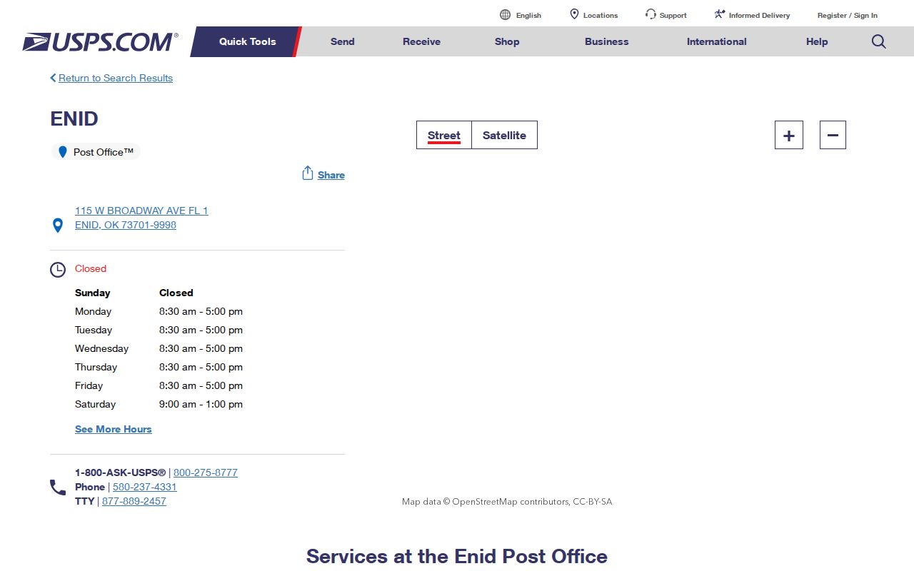 Enid ZIP code directory USPS Enid Post Office listing