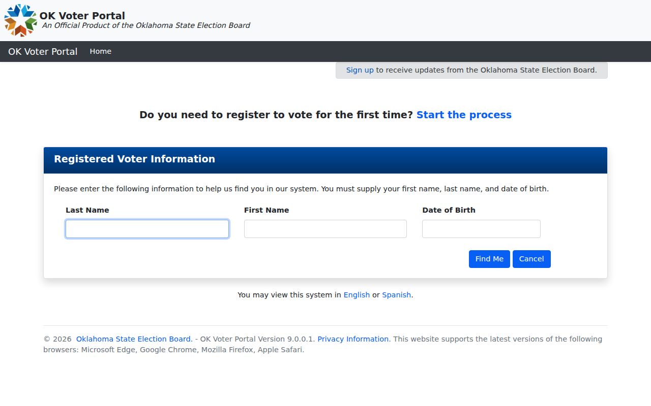 Enid resident lookup reference to the Oklahoma Voter Portal